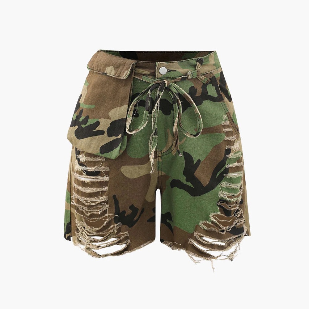 NWT MICAS- Camo Destroyed Cargo Shorts